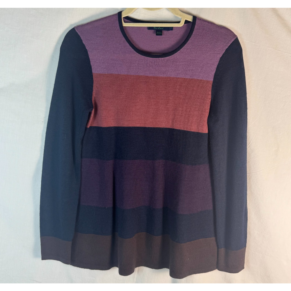 Boden Striped Women's Sweater 100% Wool Size 8, Colorblock, Classic, Preppy